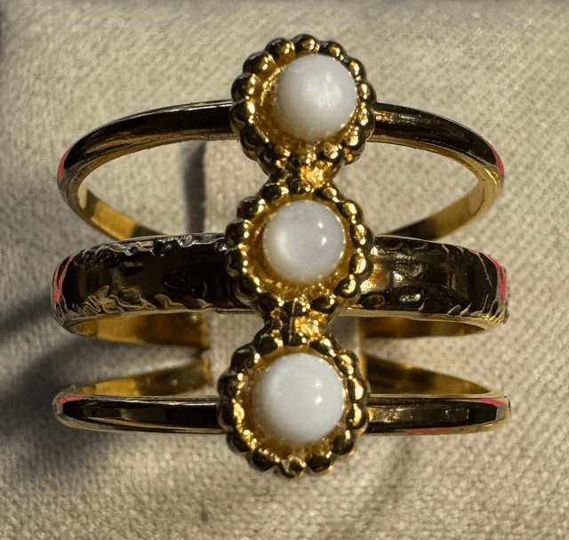 Bague 3 rangs cabochons Pierre de Lune