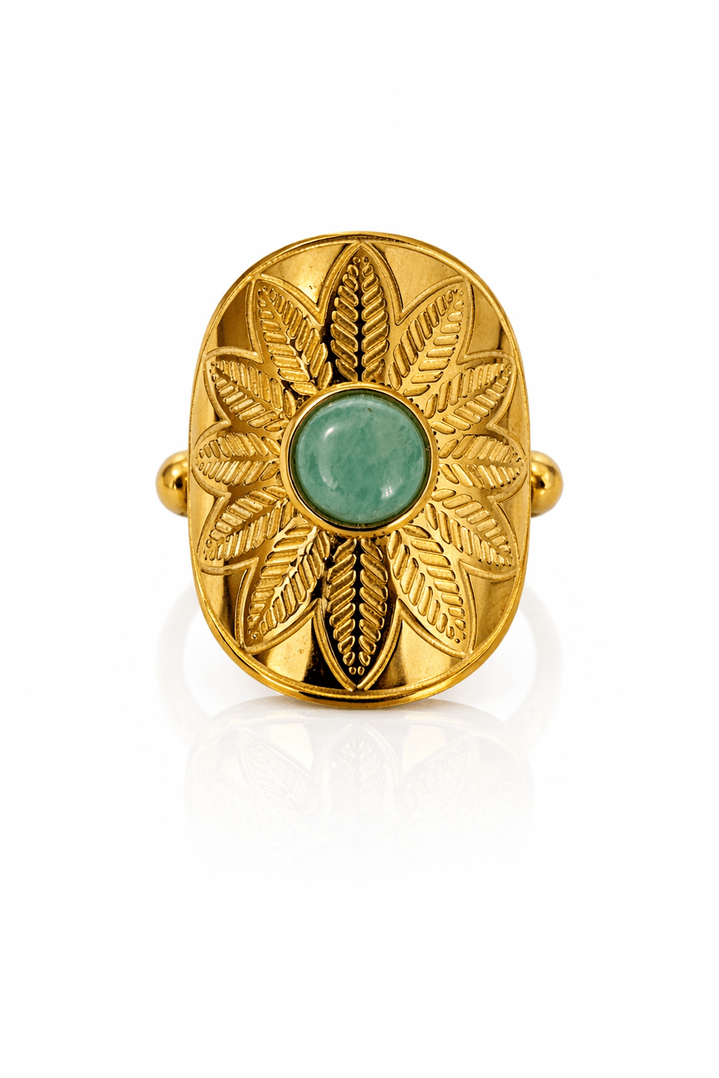 Bague Pierre Naturelle Réglable Acier Inoxydable Femme Artisanale France - Bijoux Joséphine