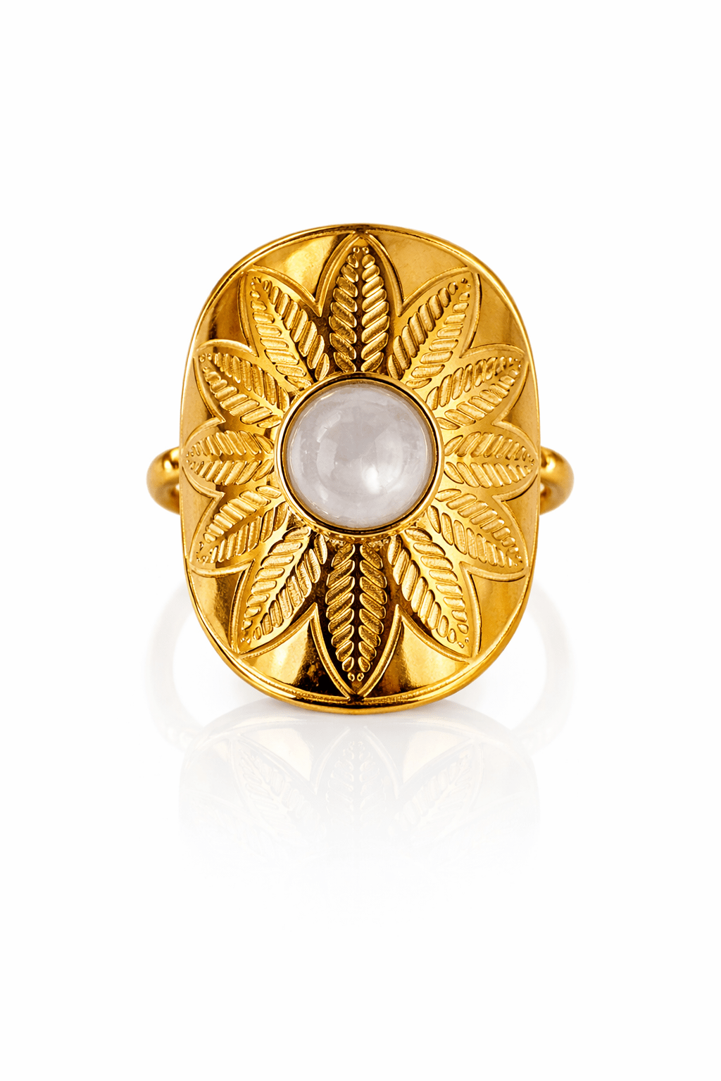 Bague Pierre Naturelle Réglable Acier Inoxydable Femme Artisanale France - Bijoux Joséphine