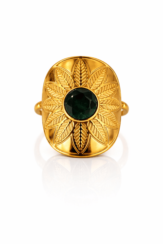Bague Pierre Naturelle Réglable Acier Inoxydable Femme Artisanale France - Bijoux Joséphine