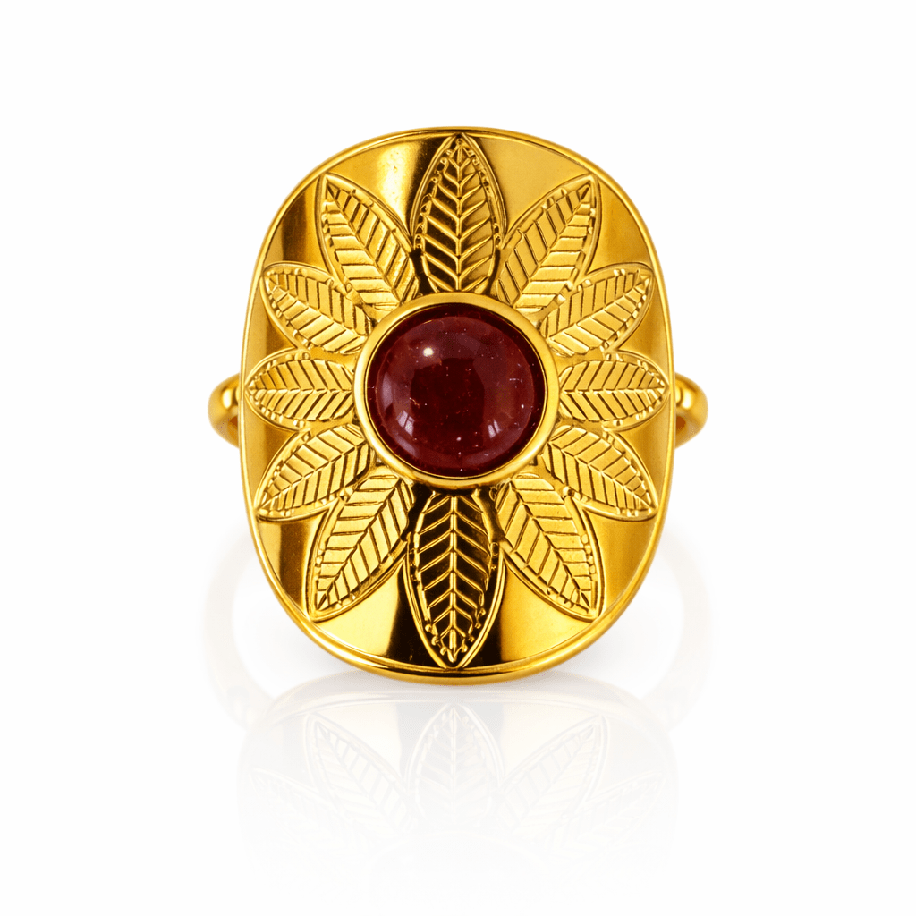 Bague Pierre Naturelle Réglable Acier Inoxydable Femme Artisanale France - Bijoux Joséphine