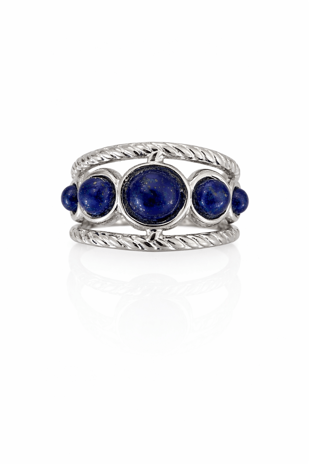 Bague Tressée Pierres Naturelles Réglable Acier Inoxydable Femme Artisanale France - Bijoux Joséphine