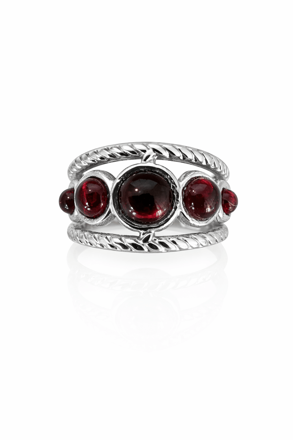 Bague Tressée Pierres Naturelles Réglable Acier Inoxydable Femme Artisanale France - Bijoux Joséphine