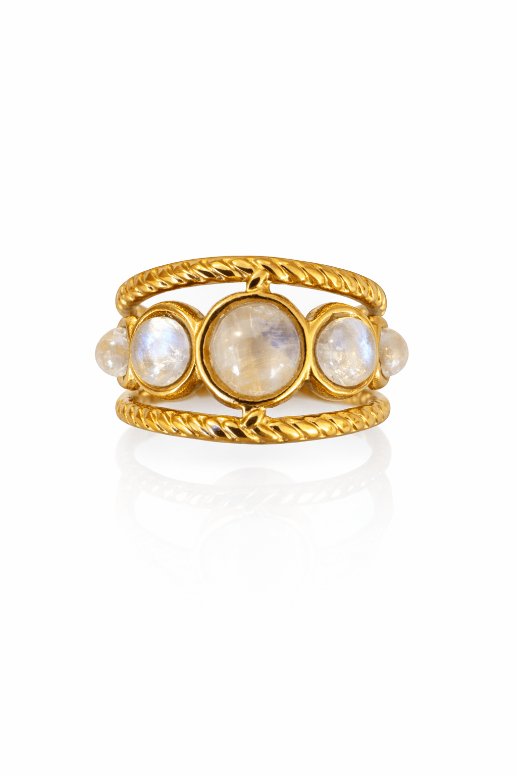 Bague Tressée Pierres Naturelles Réglable Acier Inoxydable Femme Artisanale France - Bijoux Joséphine