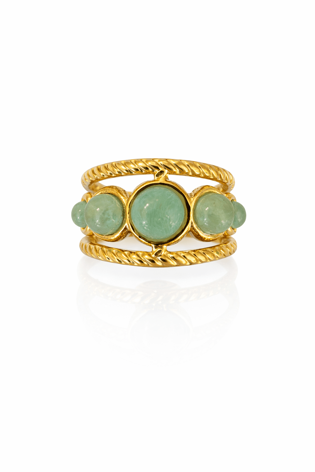 Bague Tressée Pierres Naturelles Réglable Acier Inoxydable Femme Artisanale France - Bijoux Joséphine