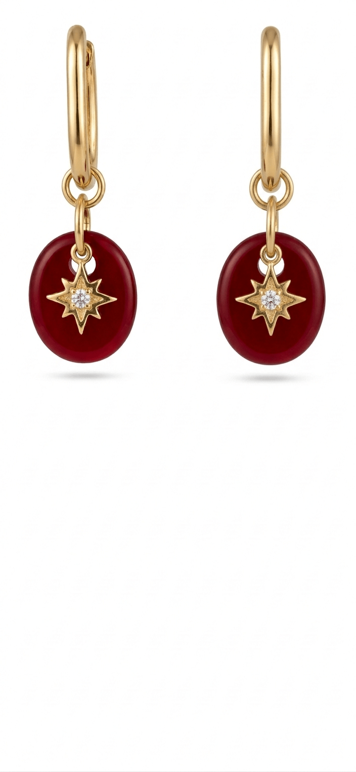 Boucles d'Oreilles CELESTE - Créoles Dorées Pierre Naturelle - Bijoux Joséphine