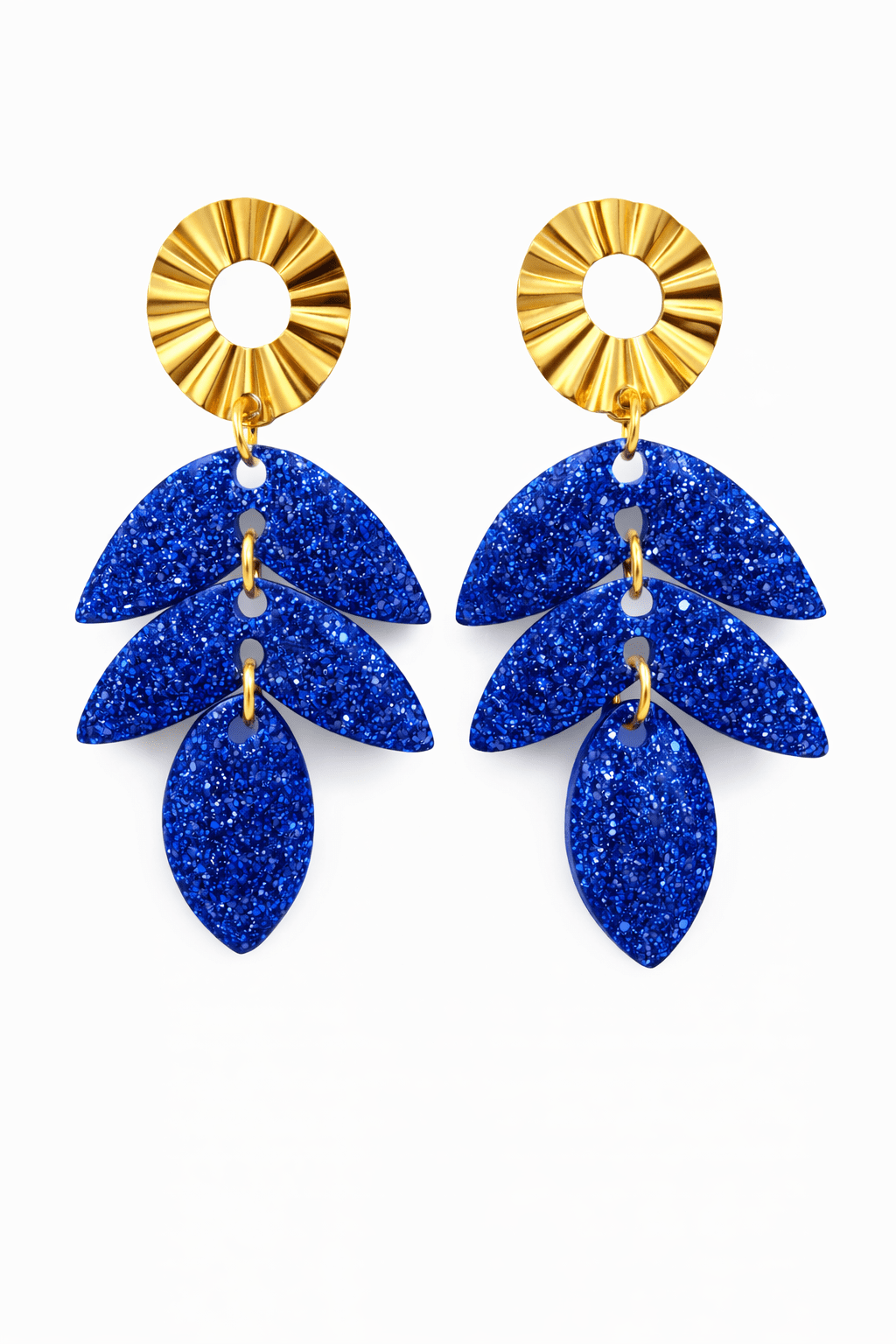 Boucles d'Oreilles Solaires Résine Paillettée Acier Inoxydable Femme Fait Main France - Bijoux Joséphine