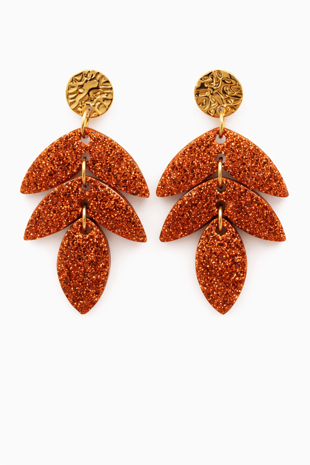 Boucles d'Oreilles Solaires Résine Paillettée Acier Inoxydable Femme Fait Main France - Bijoux Joséphine