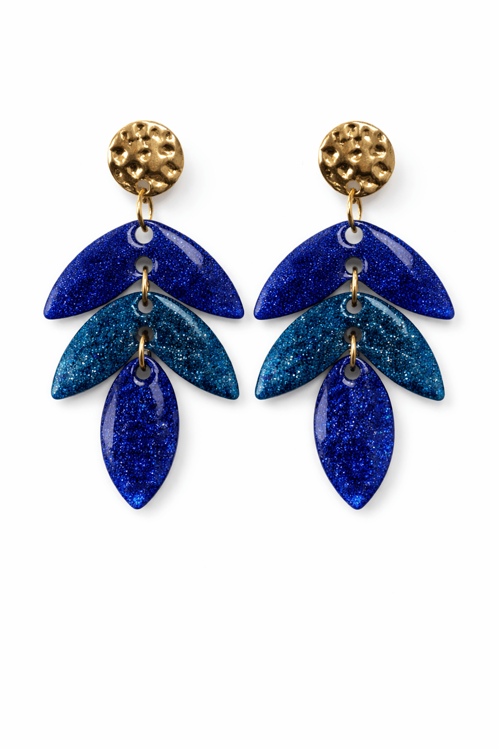 Boucles d'Oreilles Solaires Résine Paillettée Acier Inoxydable Femme Fait Main France - Bijoux Joséphine