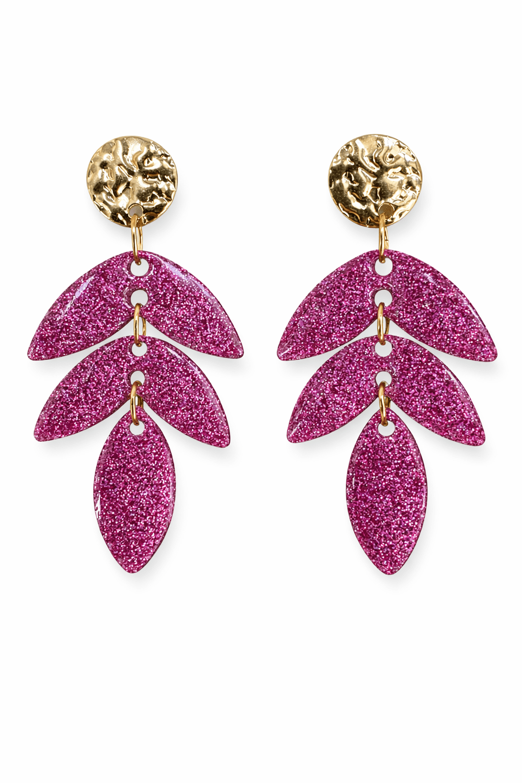Boucles d'Oreilles Solaires Résine Paillettée Acier Inoxydable Femme Fait Main France - Bijoux Joséphine
