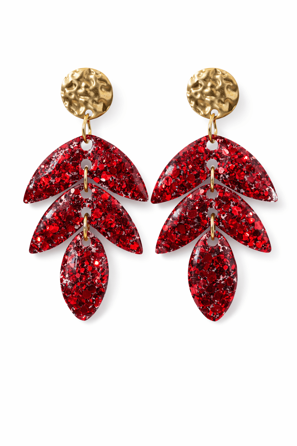 Boucles d'Oreilles Solaires Résine Paillettée Acier Inoxydable Femme Fait Main France - Bijoux Joséphine