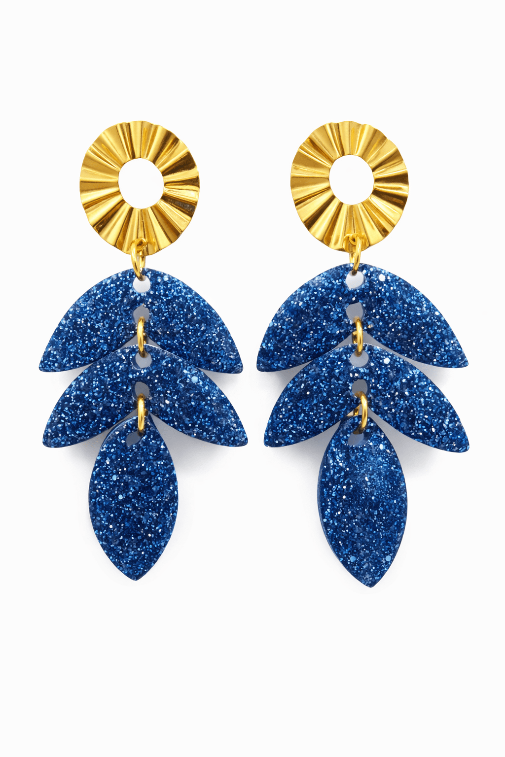Boucles d'Oreilles Solaires Résine Paillettée Acier Inoxydable Femme Fait Main France - Bijoux Joséphine