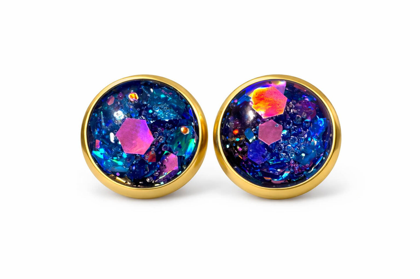 Clous d'Oreilles Acier Inoxydable et Résine - 10mm - Bijoux Joséphine