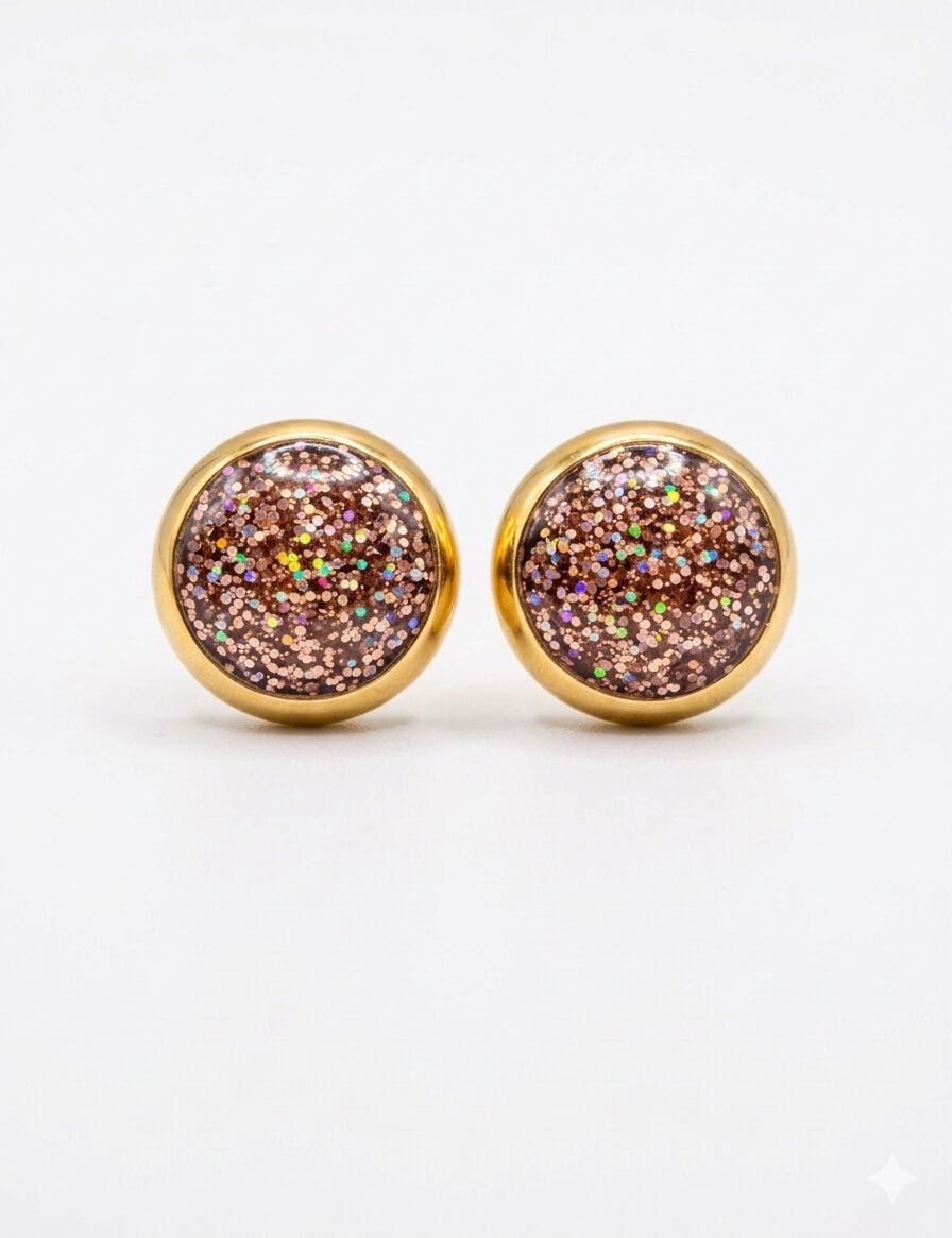 Clous d'Oreilles Acier Inoxydable et Résine - 6mm - Bijoux Joséphine