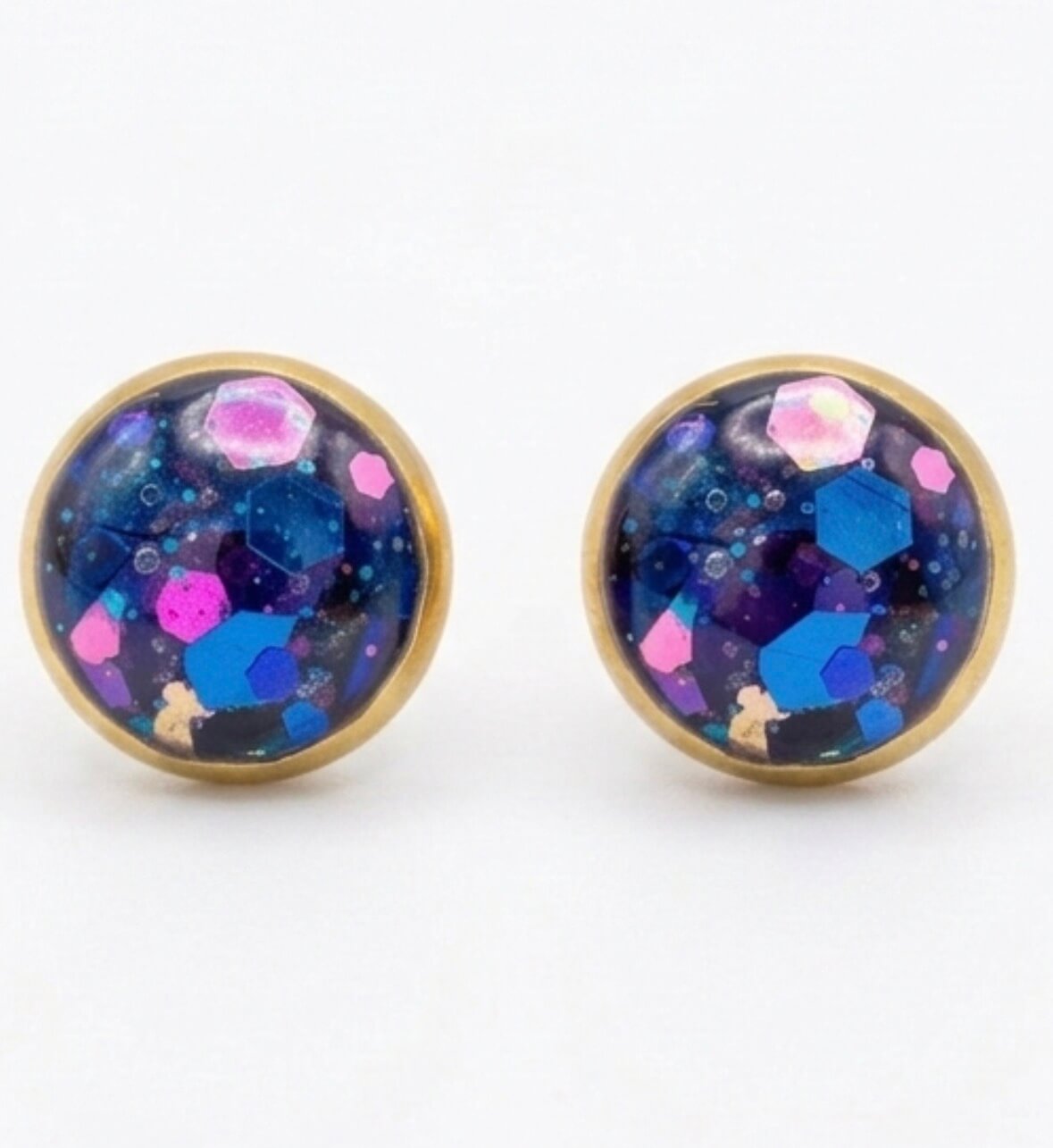 Clous d'Oreilles Acier Inoxydable et Résine - 8mm - Bijoux Joséphine