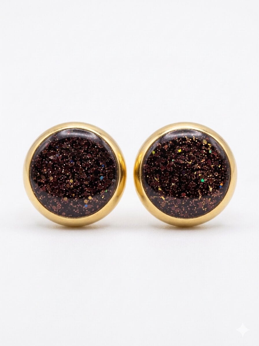 Clous d'Oreilles Acier Inoxydable et Résine - 8mm - Bijoux Joséphine