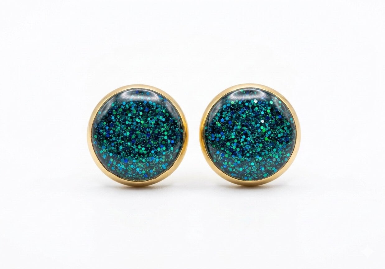 Clous d'Oreilles Acier Inoxydable et Résine - 8mm - Bijoux Joséphine