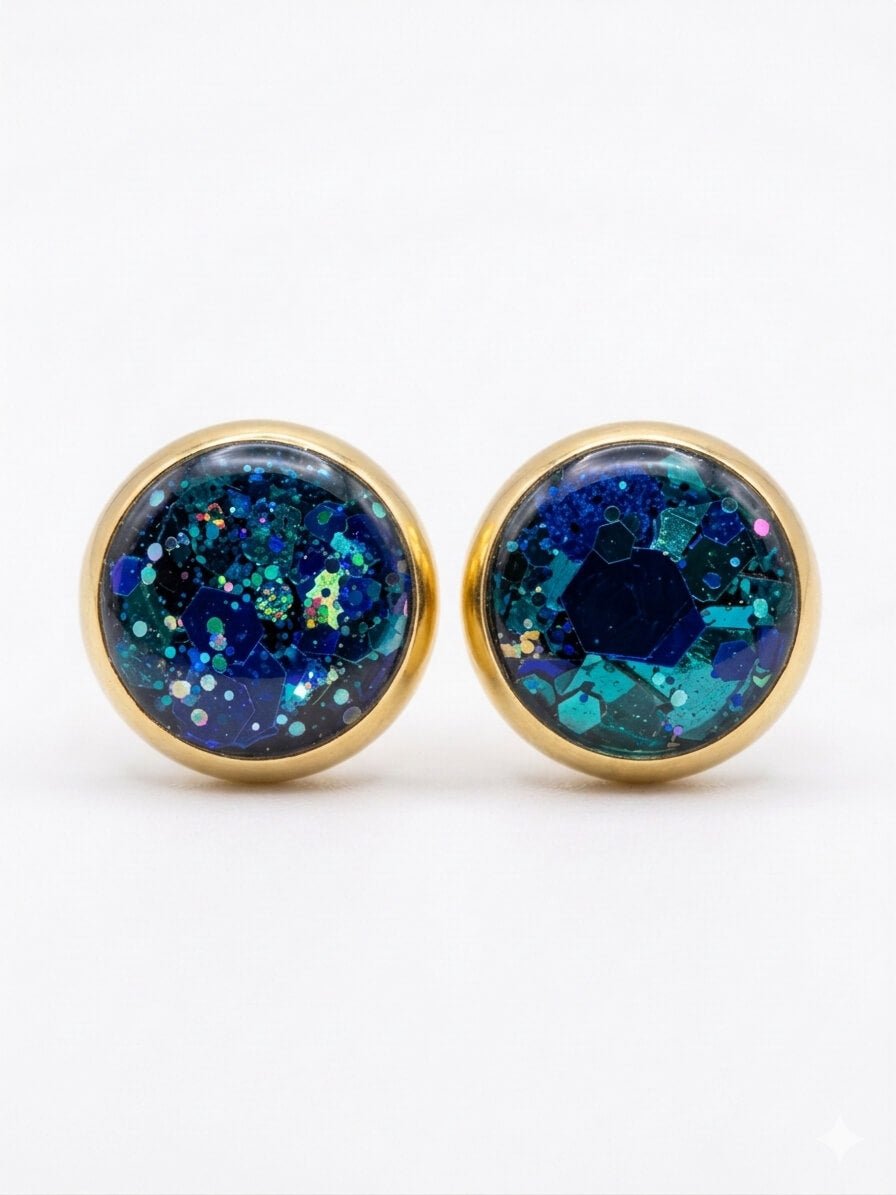 Clous d'Oreilles Acier Inoxydable et Résine - 8mm - Bijoux Joséphine