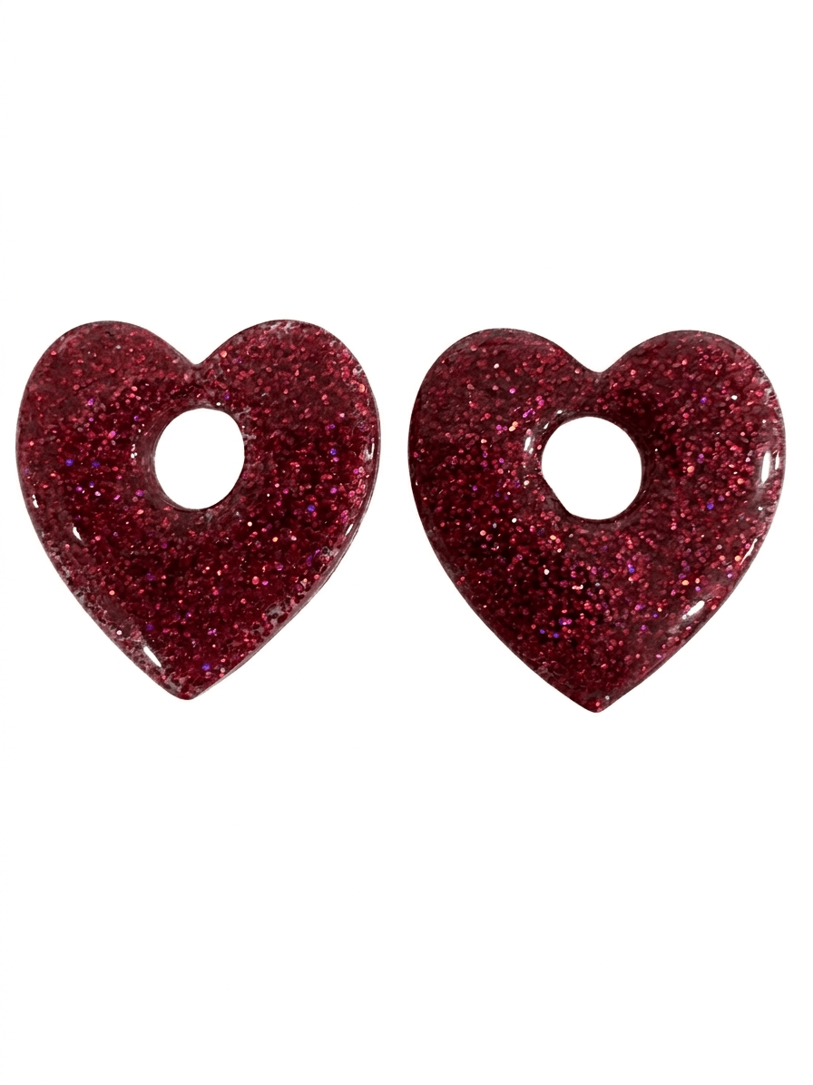 Pampilles Cœur Love Paillettées Interchangeables Résine Boucles d'Oreilles Modulables Fait Main - Bijoux Joséphine