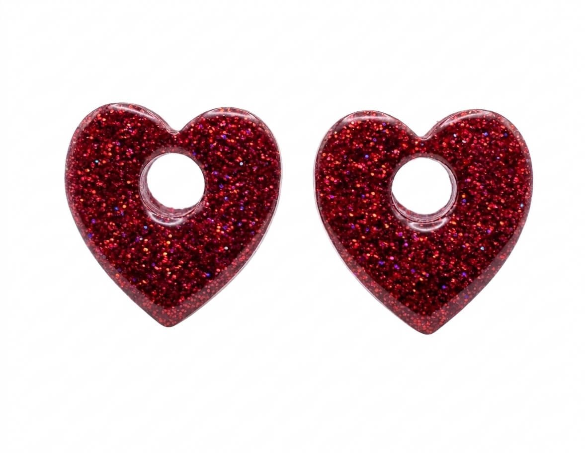 Pampilles Cœur Love Paillettées Interchangeables Résine Boucles d'Oreilles Modulables Fait Main - Bijoux Joséphine