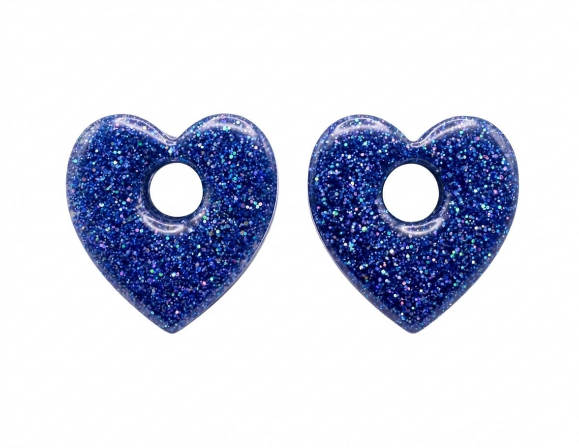 Pampilles Cœur Love Paillettées Interchangeables Résine Boucles d'Oreilles Modulables Fait Main - Bijoux Joséphine