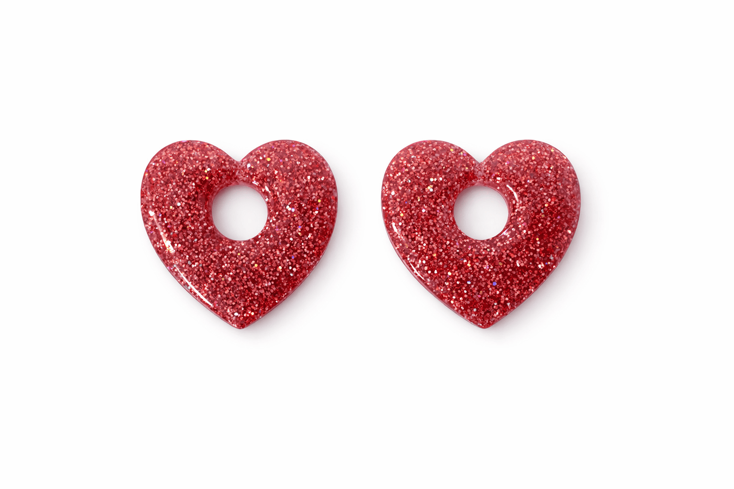 Pampilles Cœur Love Paillettées Interchangeables Résine Boucles d'Oreilles Modulables Fait Main - Bijoux Joséphine