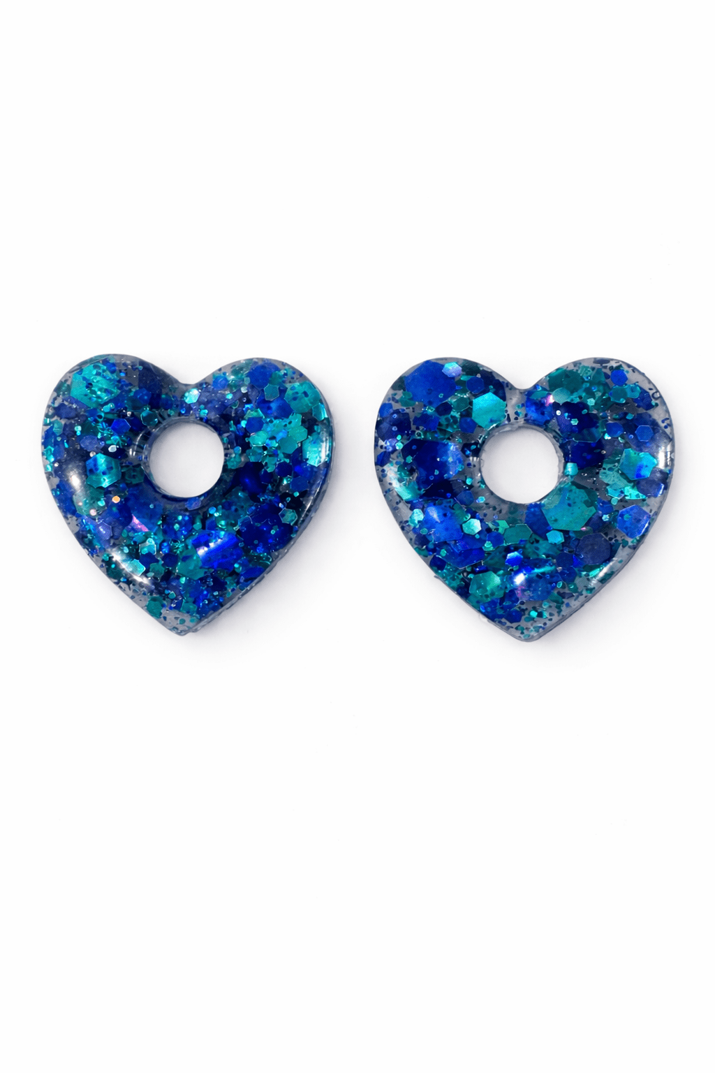 Pampilles Cœur Love Paillettées Interchangeables Résine Boucles d'Oreilles Modulables Fait Main - Bijoux Joséphine