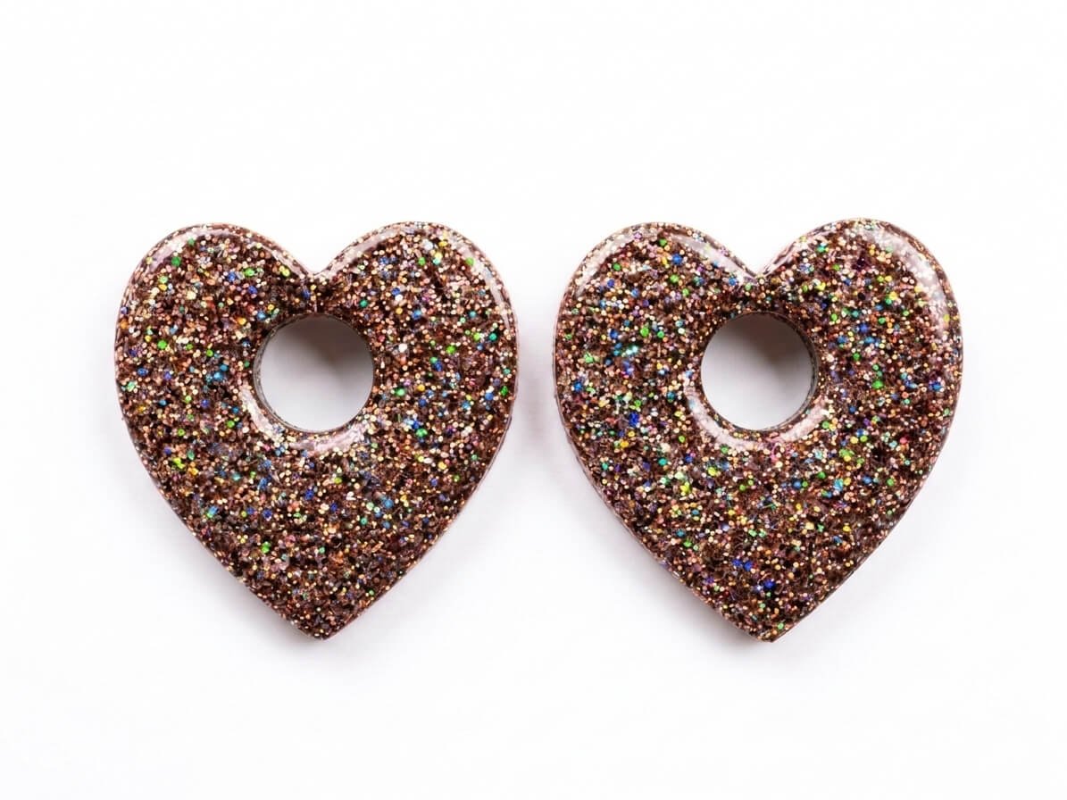 Pampilles Cœur Love Paillettées Interchangeables Résine Boucles d'Oreilles Modulables Fait Main - Bijoux Joséphine