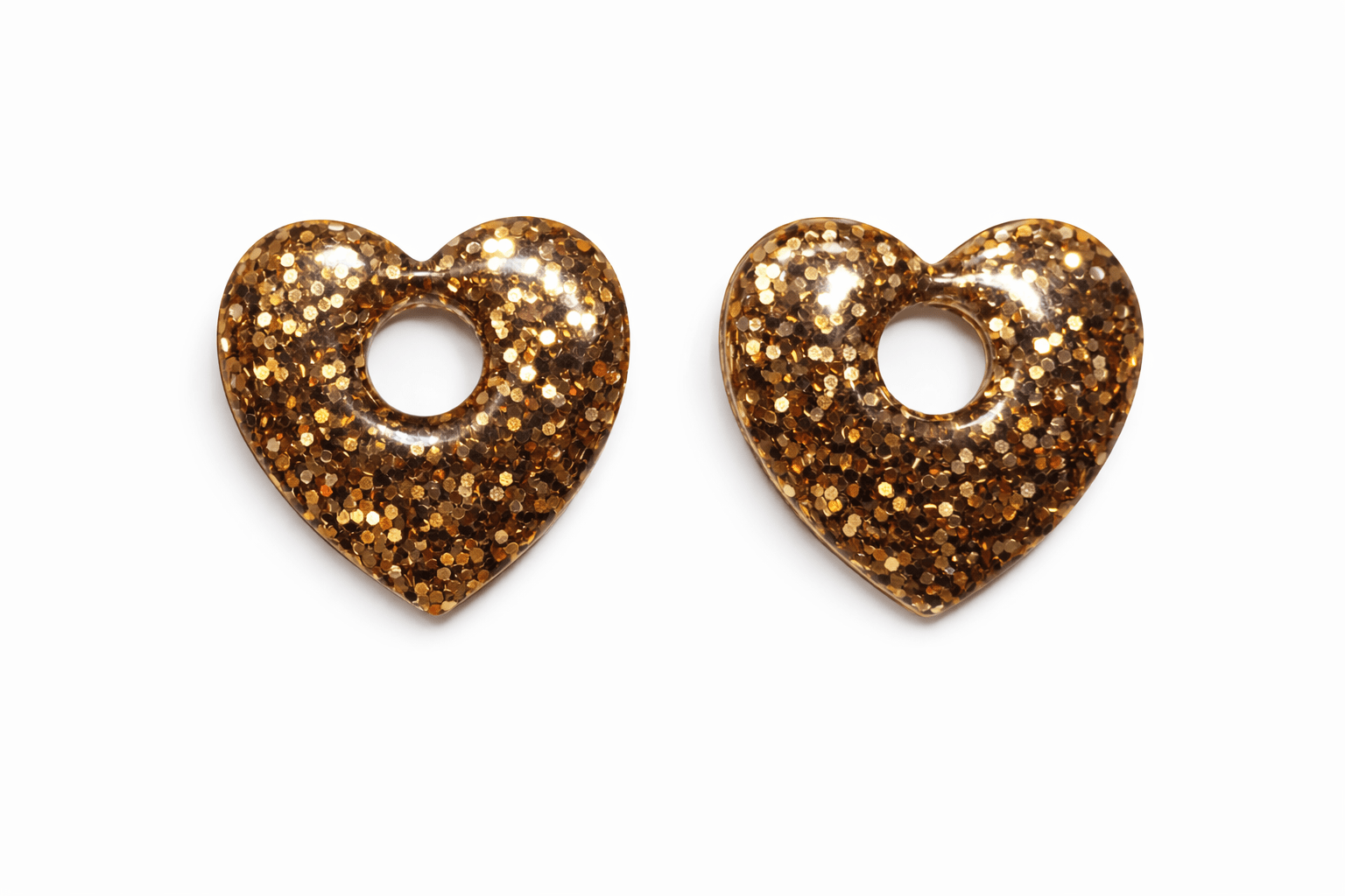 Pampilles Cœur Love Paillettées Interchangeables Résine Boucles d'Oreilles Modulables Fait Main France - Bijoux Joséphine