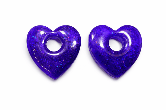 Pampilles Cœur Love Paillettées Interchangeables Résine Boucles d'Oreilles Modulables Fait Main France - Bijoux Joséphine