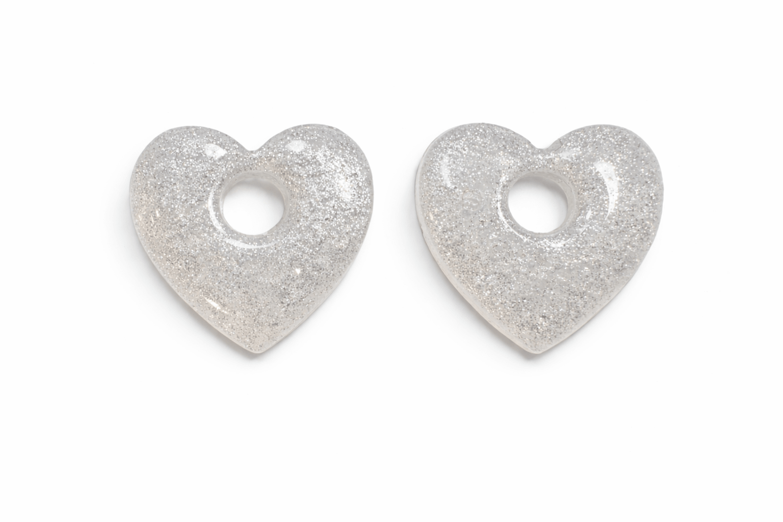 Pampilles Cœur Love Paillettées Interchangeables Résine Boucles d'Oreilles Modulables Fait Main France - Bijoux Joséphine