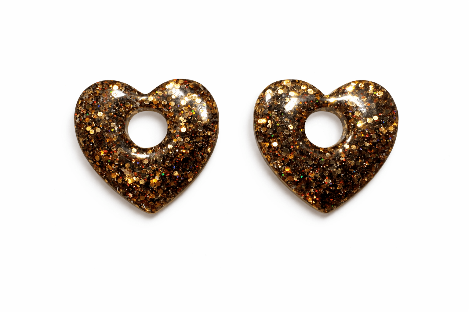 Pampilles Cœur Love Paillettées Interchangeables Résine Boucles d'Oreilles Modulables Fait Main France - Bijoux Joséphine