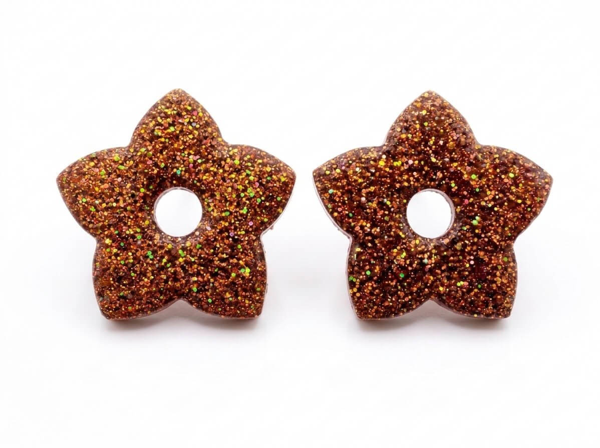 Pampilles Étoile Paillettées Interchangeables Résine Boucles d'Oreilles Modulables Fait Main France - Bijoux Joséphine