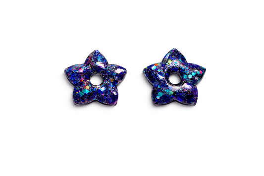 Pampilles Étoile Paillettées Interchangeables Résine Boucles d'Oreilles Modulables Fait Main France - Bijoux Joséphine