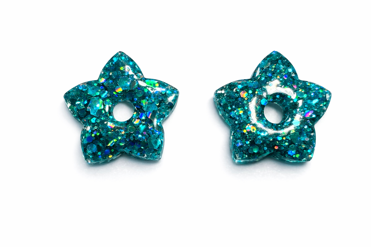 Pampilles Étoile Paillettées Interchangeables Résine Boucles d'Oreilles Modulables Fait Main France - Bijoux Joséphine