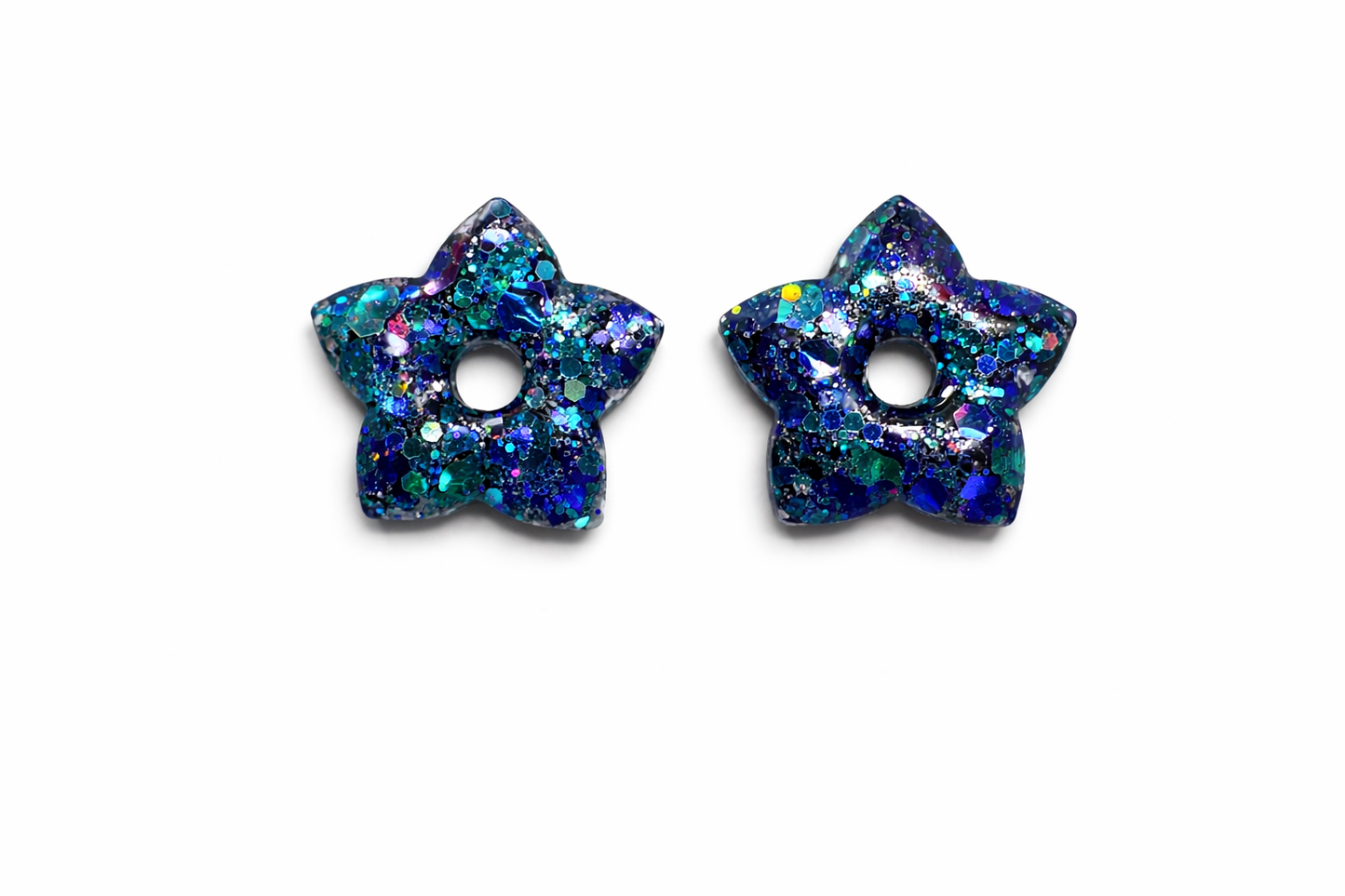 Pampilles Étoile Paillettées Interchangeables Résine Boucles d'Oreilles Modulables Fait Main France - Bijoux Joséphine