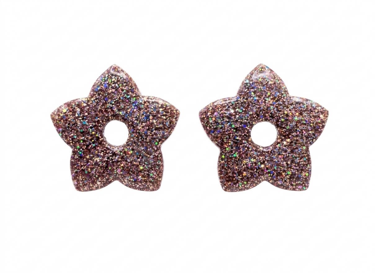 Pampilles Étoile Paillettées Interchangeables Résine Boucles d'Oreilles Modulables Fait Main France - Bijoux Joséphine