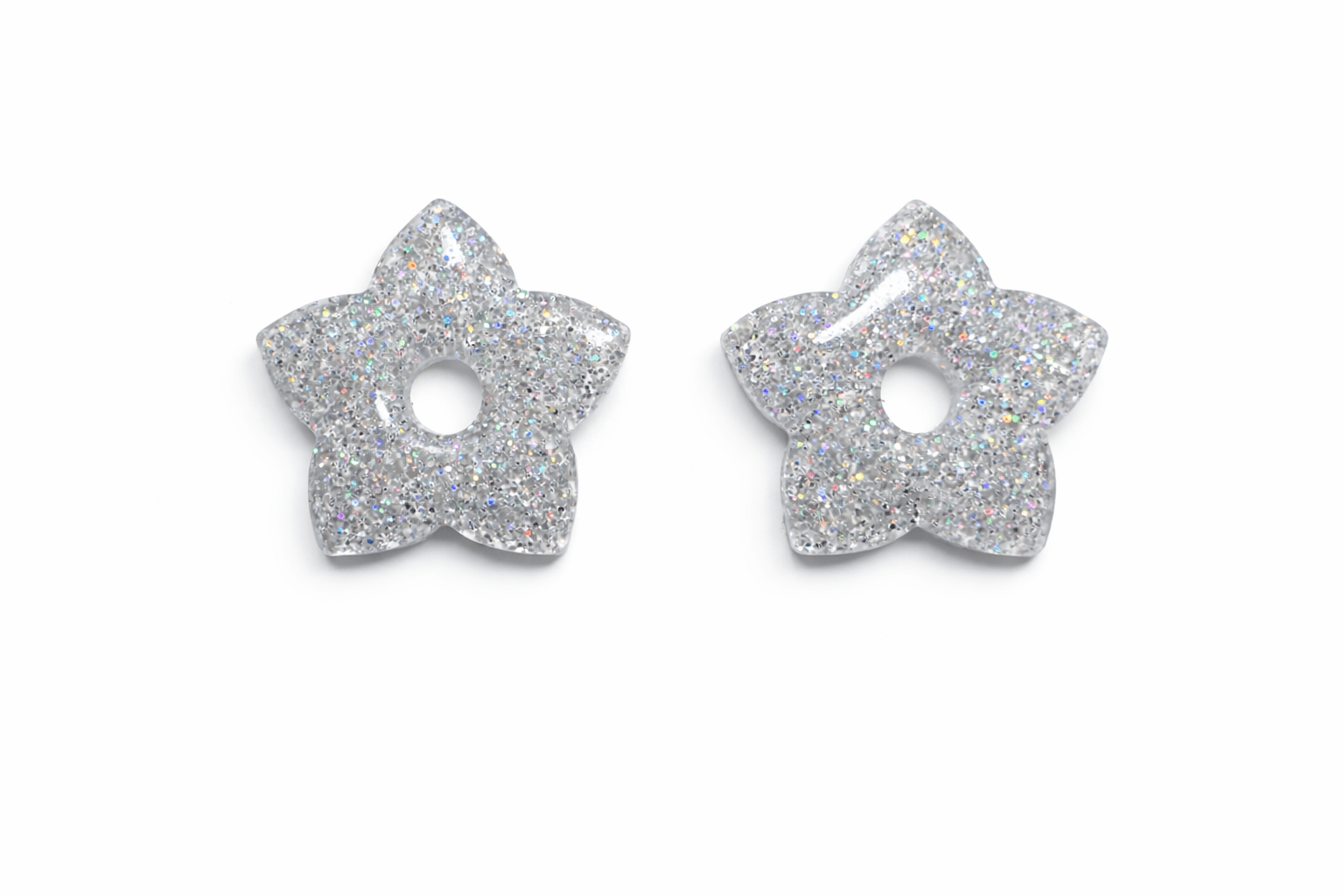 Pampilles Étoile Paillettées Interchangeables Résine Boucles d'Oreilles Modulables Fait Main France - Bijoux Joséphine
