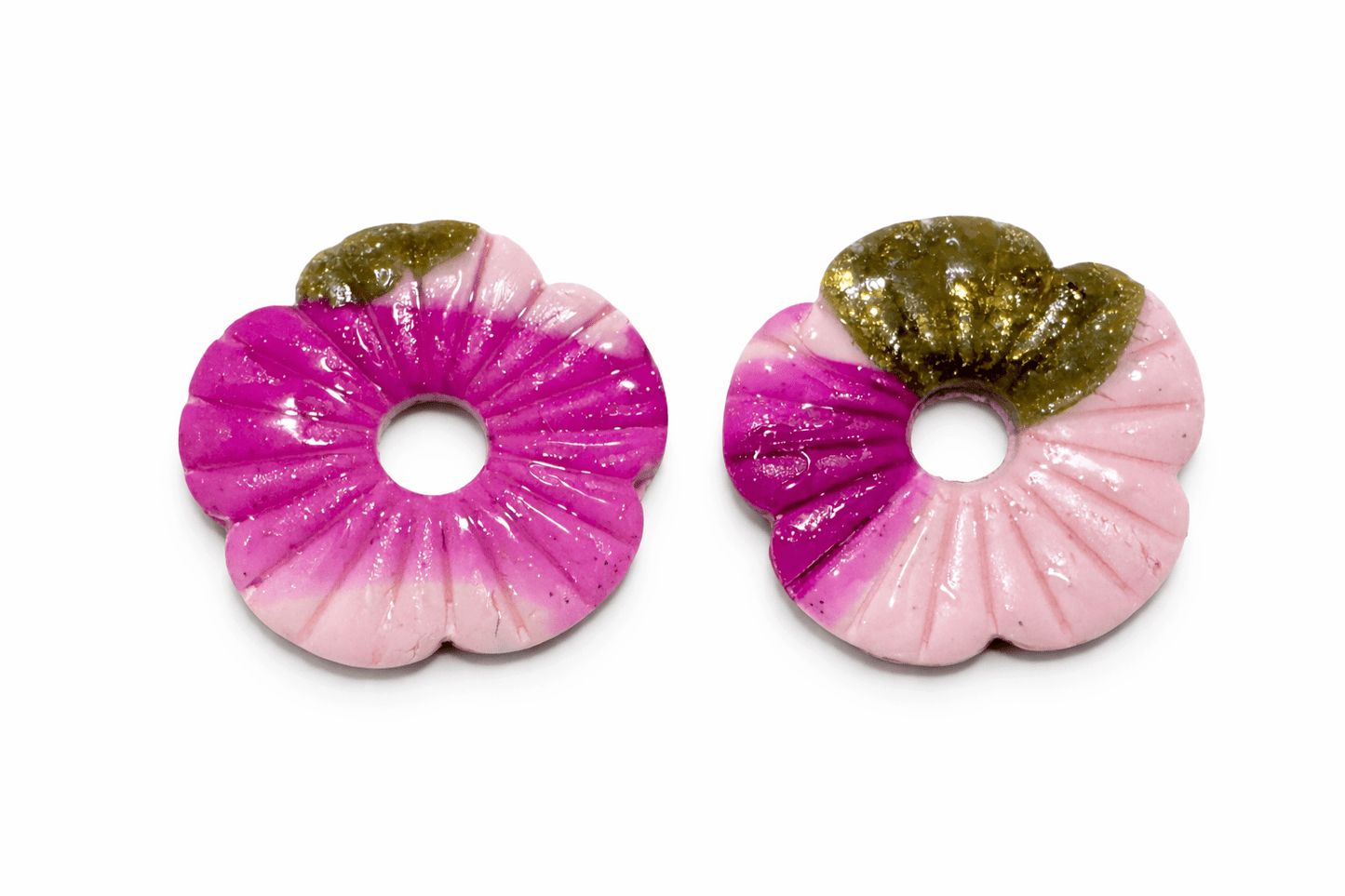 Pampilles Fleur Hibiscus Interchangeables Argile Polymère Boucles d'Oreilles Modulables Fait Main France - Bijoux Joséphine