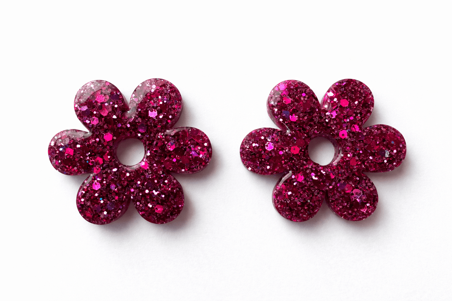 Pampilles Fleur Paillettées Interchangeables Résine Boucles d'Oreilles Modulables Fait Main France - Bijoux Joséphine