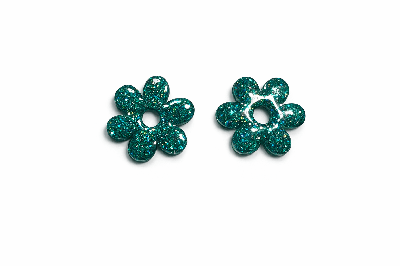 Pampilles Marguerite Paillettées Interchangeables Résine Boucles d'Oreilles Modulables Fait Main France - Bijoux Joséphine