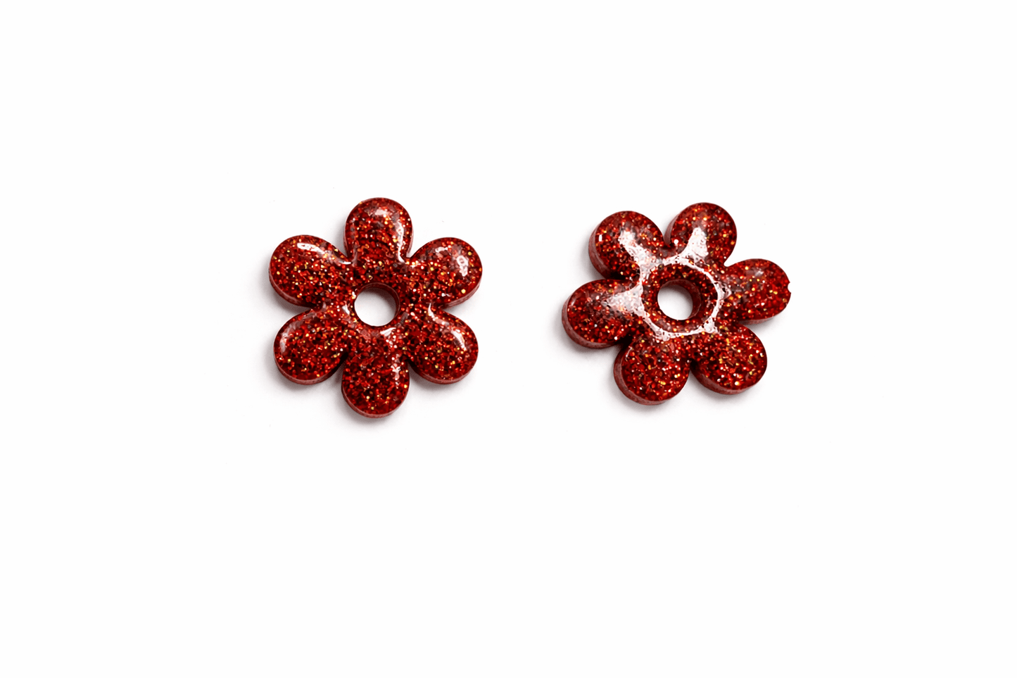 Pampilles Marguerite Paillettées Interchangeables Résine Boucles d'Oreilles Modulables Fait Main France - Bijoux Joséphine