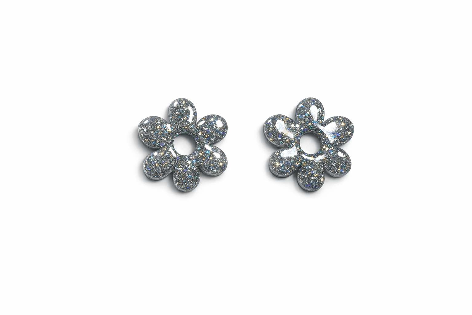 Pampilles Marguerite Paillettées Interchangeables Résine Boucles d'Oreilles Modulables Fait Main France - Bijoux Joséphine