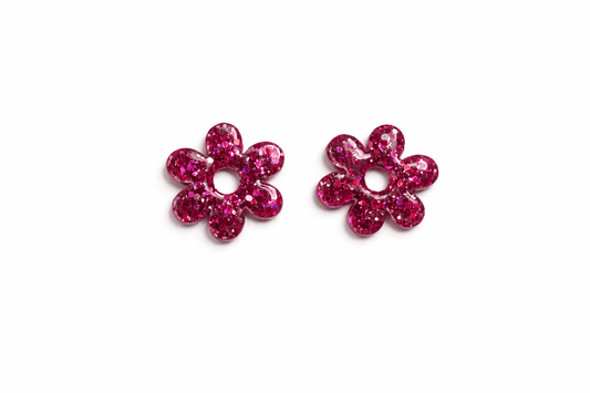 Pampilles Marguerite Paillettées Interchangeables Résine Boucles d'Oreilles Modulables Fait Main France - Bijoux Joséphine