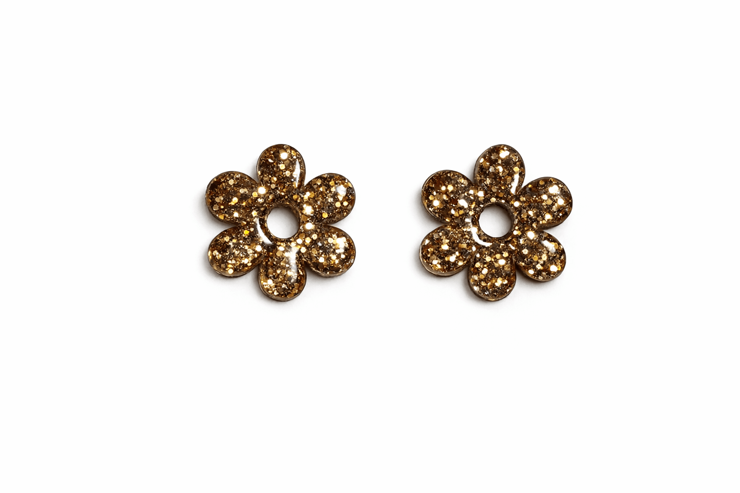 Pampilles Marguerite Paillettées Interchangeables Résine Boucles d'Oreilles Modulables Fait Main France - Bijoux Joséphine