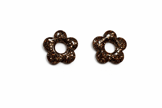 Pampilles Myosotis Paillettées Interchangeables Résine Boucles d'Oreilles Modulables Fait Main France - Bijoux Joséphine