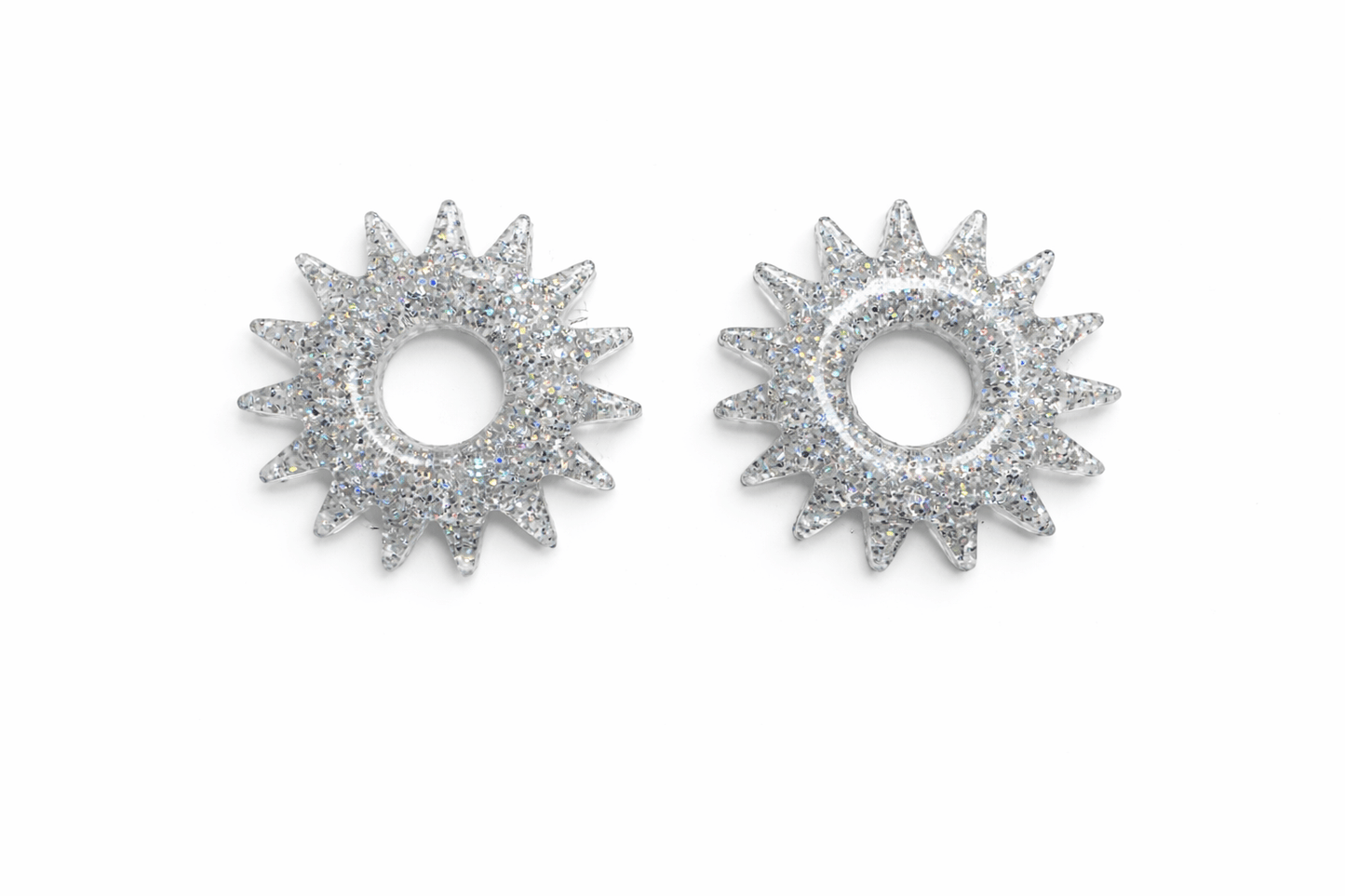Pampilles Soleil Paillettées Interchangeables Résine Boucles d'Oreilles Modulables Fait Main France - Bijoux Joséphine