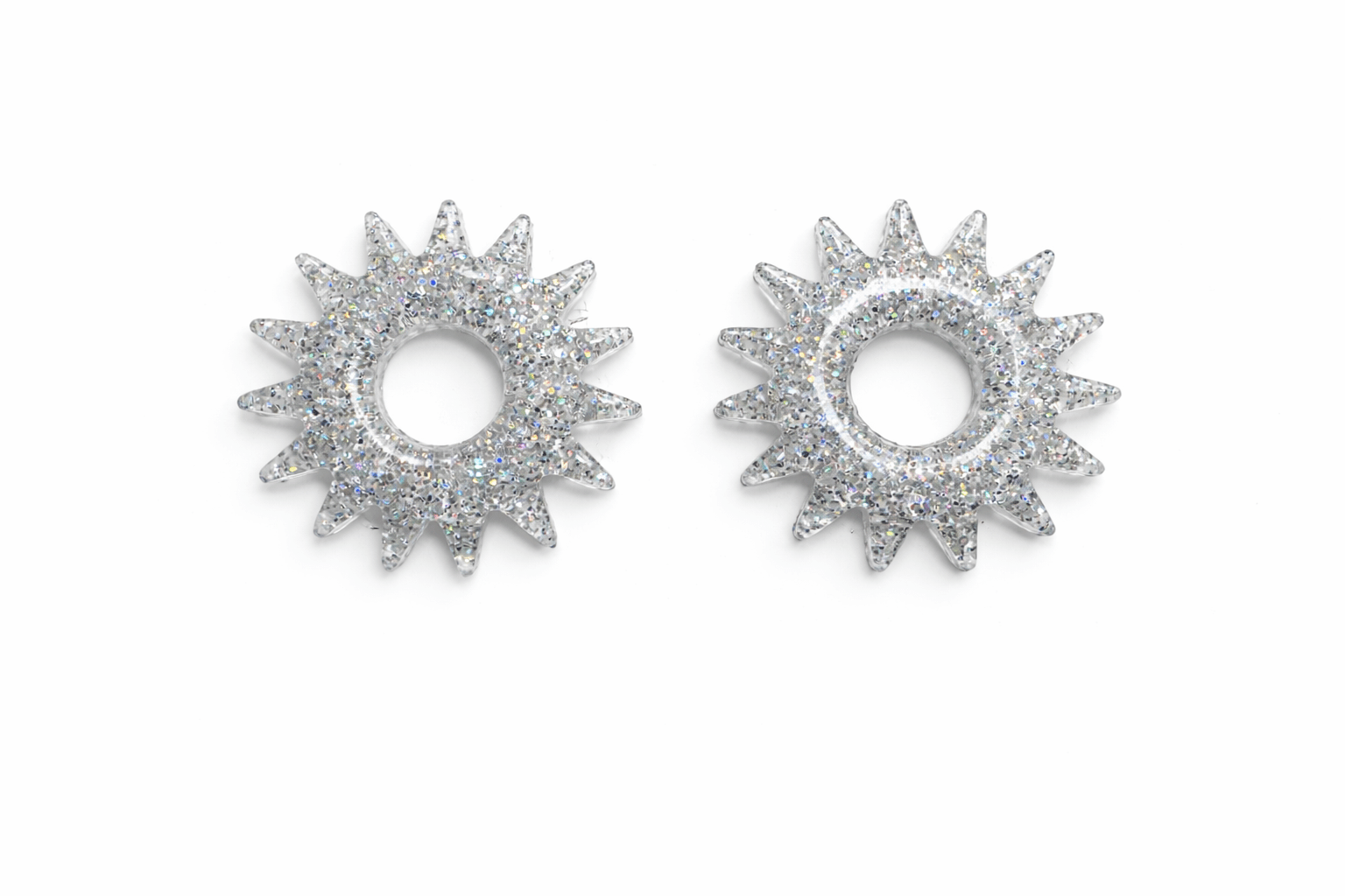 Pampilles Soleil Paillettées Interchangeables Résine Boucles d'Oreilles Modulables Fait Main France - Bijoux Joséphine