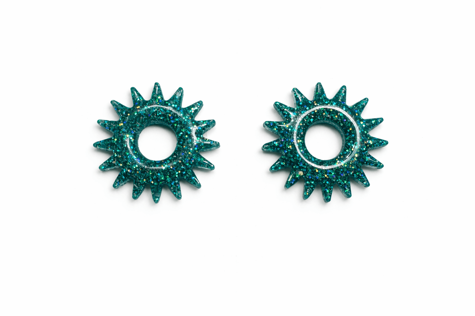 Pampilles Soleil Paillettées Interchangeables Résine Boucles d'Oreilles Modulables Fait Main France - Bijoux Joséphine