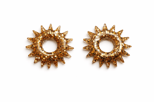 Pampilles Soleil Paillettées Interchangeables Résine Boucles d'Oreilles Modulables Fait Main France - Bijoux Joséphine